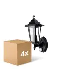 Opakowanie 4x D'Lite Światło Ścienne Helora Czarny | IP44 - Nadaje Się Do 1x E27 - Czujnik Ruchu